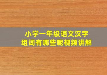 小学一年级语文汉字组词有哪些呢视频讲解