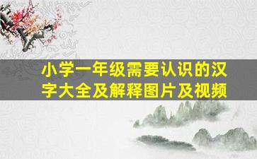 小学一年级需要认识的汉字大全及解释图片及视频