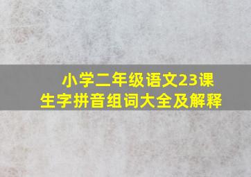 小学二年级语文23课生字拼音组词大全及解释