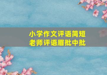 小学作文评语简短老师评语眉批中批