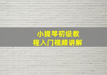 小提琴初级教程入门视频讲解