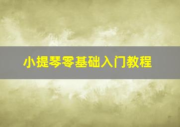 小提琴零基础入门教程