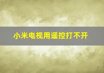 小米电视用遥控打不开