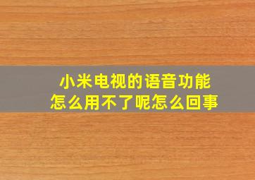 小米电视的语音功能怎么用不了呢怎么回事