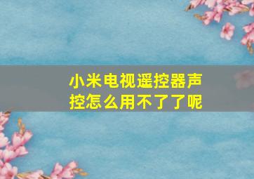 小米电视遥控器声控怎么用不了了呢