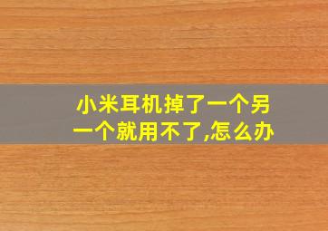 小米耳机掉了一个另一个就用不了,怎么办