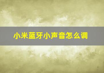 小米蓝牙小声音怎么调