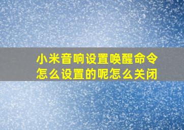 小米音响设置唤醒命令怎么设置的呢怎么关闭