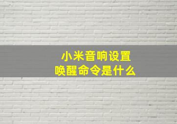 小米音响设置唤醒命令是什么