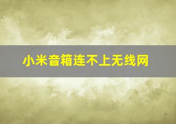 小米音箱连不上无线网