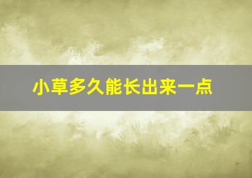 小草多久能长出来一点