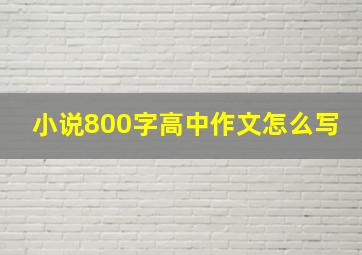 小说800字高中作文怎么写