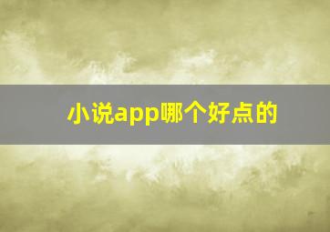 小说app哪个好点的