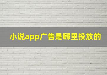 小说app广告是哪里投放的