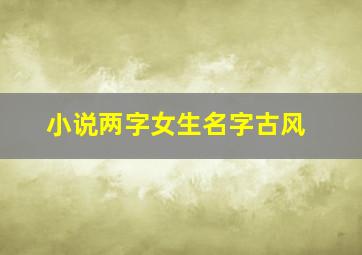 小说两字女生名字古风