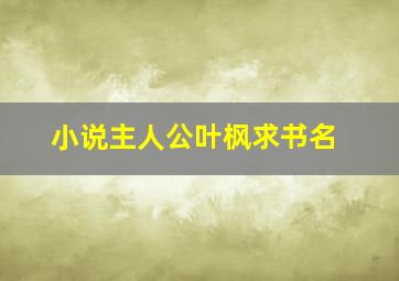 小说主人公叶枫求书名