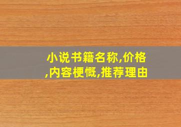 小说书籍名称,价格,内容梗慨,推荐理由