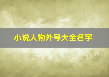 小说人物外号大全名字