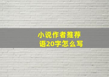 小说作者推荐语20字怎么写