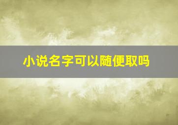 小说名字可以随便取吗