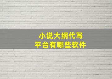 小说大纲代写平台有哪些软件