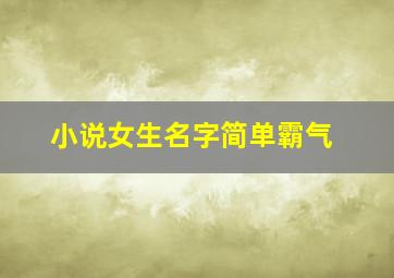 小说女生名字简单霸气