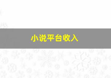 小说平台收入