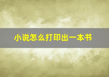 小说怎么打印出一本书