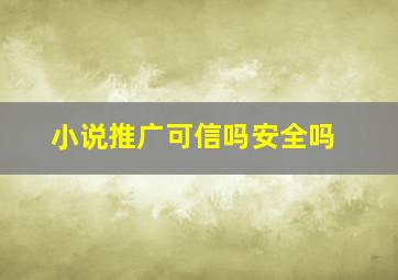 小说推广可信吗安全吗