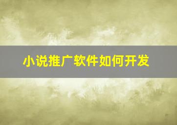 小说推广软件如何开发