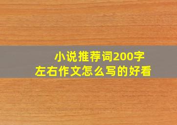 小说推荐词200字左右作文怎么写的好看