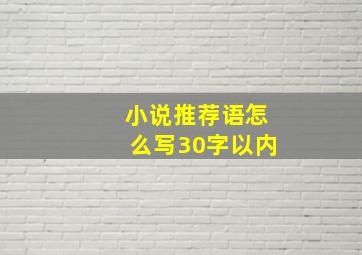 小说推荐语怎么写30字以内