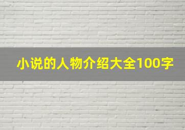 小说的人物介绍大全100字