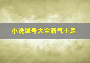 小说绰号大全霸气十足