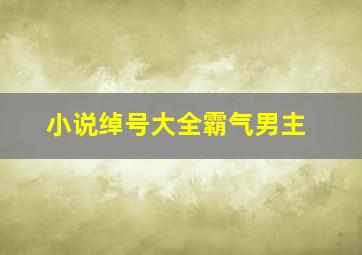 小说绰号大全霸气男主