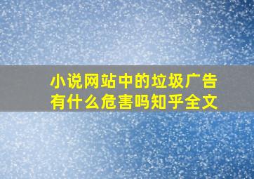 小说网站中的垃圾广告有什么危害吗知乎全文