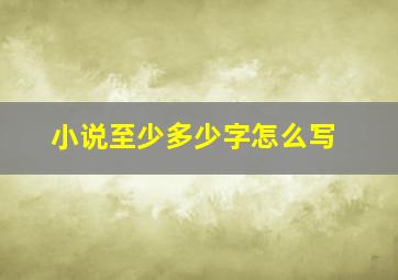 小说至少多少字怎么写