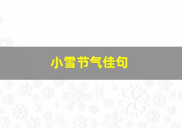 小雪节气佳句