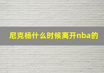 尼克杨什么时候离开nba的