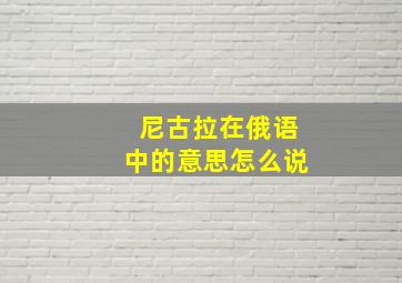 尼古拉在俄语中的意思怎么说