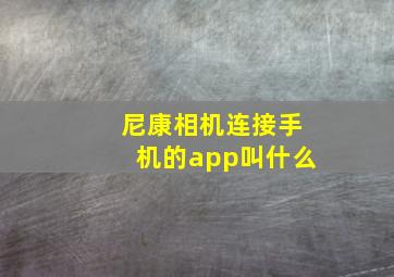 尼康相机连接手机的app叫什么