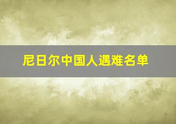 尼日尔中国人遇难名单