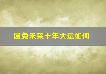 属兔未来十年大运如何