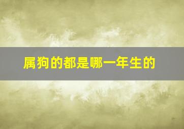 属狗的都是哪一年生的