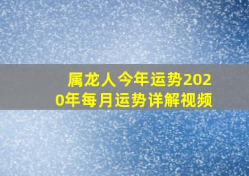 属龙人今年运势2020年每月运势详解视频