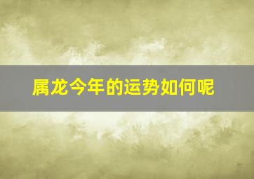 属龙今年的运势如何呢