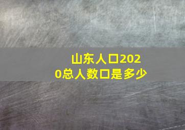 山东人口2020总人数口是多少