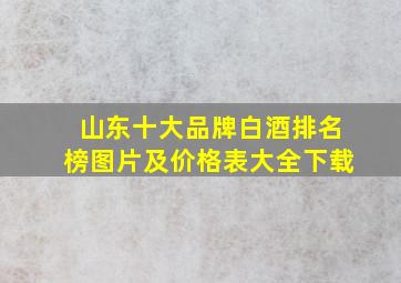 山东十大品牌白酒排名榜图片及价格表大全下载