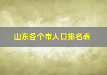 山东各个市人口排名表