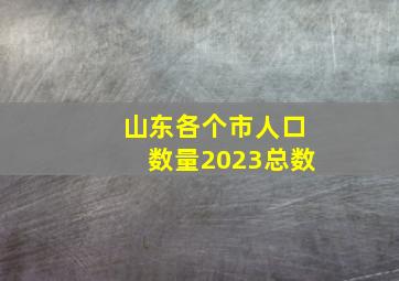 山东各个市人口数量2023总数